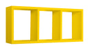 Mensola Rettangolare 3 Scomparti da Parete 70x30x15.5 cm in Fibra di Legno Tristano Giallo Canarino