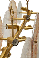 Lampadario Osaka 100x23x28 cm in Ferro e Vetro Oro e Marrone e Trasparente      