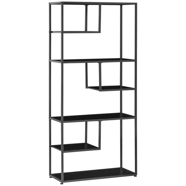 Libreria a 7 Livelli 83x34x180 cm in Truciolato e Acciaio Nero prezzo