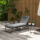 Lettino da Giardino Pieghevole e Reclinabile con Tasca Laterale 68x189x30 cm  Nero e Grigio