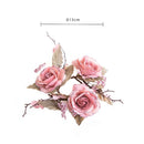 Set 4 Centrotavola con Rose Ø 15 cm in Plastica Rosa