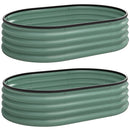 Set di 2 Aiuole Rialzate 135x90x30 cm con Bordo in Gomma e Design Modulare in Metallo Galvanizzato Verde      