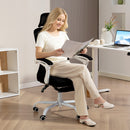 Sedia da Ufficio 66x64x110-118A cm Reclinabile 135° con Poggiapiedi Supporto Lombare Poggiatesta in Rete Nero      