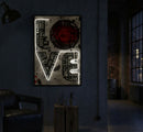 Stampa con LED su Tela Love 60x3,5x90 cm in Tela e Plastica e MDF Multicolor      