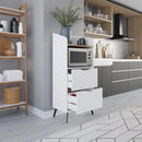 Mobile Multiuso 60x36x136 cm con 2 Cassetti e 1 Ripiano in Melamina Bianco Effetto Legno      