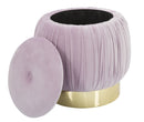 Puff Contenitore Paris Rosa Ø41x41 cm Legno Spugna e Velluto Sintetico Rosa e Oro