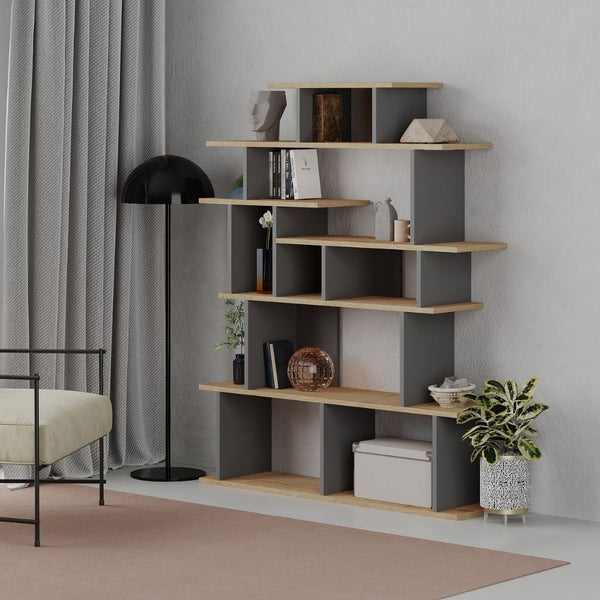 prezzo Libreria design 120x29,2x149 cm Apollon rovere e antracite