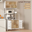 Credenza Cucina Mobile Dispensa 80x42x171 cm in Legno e Acciaio Bianco  