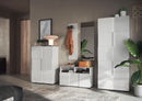 Set Ingresso Mobile 1 Anta a Ribalta Appendiabiti 91x36x165 cm e Specchio 50x110 cm Modello Dama Bianco Lucido