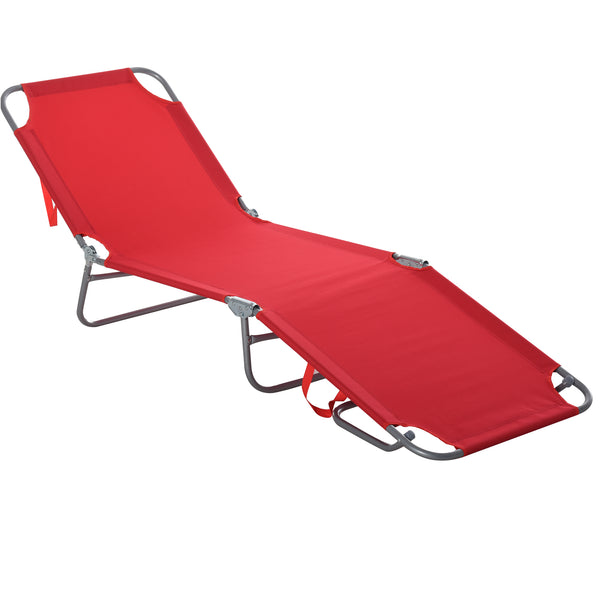 Lettino Prendisole Pieghevole 187x55x24 cm con Schienale Reclinabile su 5 Livelli in Tessuto Oxford Rosso online