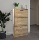 Scarpiera Salvaspazio 3 Ante a Ribalta 60x24x120h cm in Melaminico Venato a Rilievo Rovere