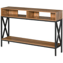 Tavolo Consolle per Ingresso 3 Ripiani 120x23,5x75 cm Noce e Nero