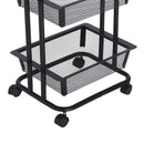 Carrello da Cucina Multiuso Salvaspazio 3 Livelli in Acciaio a Rete Nero 40x30x79 cm