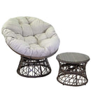 Poltrona da Giardino con Cuscino e Tavolino in Alluminio e Polyrattan  Baltimora Grigio