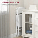 Set 2 Sedie Pieghevoli 45x46x78 cm Imbottite in Finta Pelle PU e Metallo Bianco   