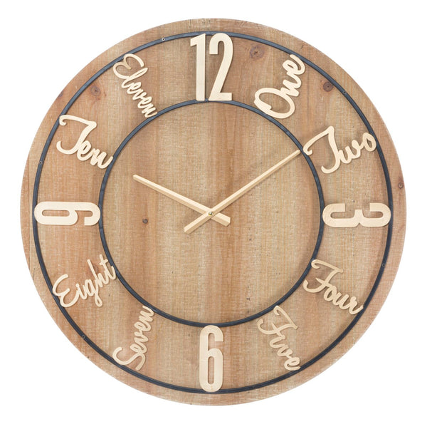 online Orologio da Muro Wood Ø60x5 cm MDF e Ferro Oro e Nero