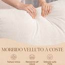 Sedia a Dondolo 70x89x97,5 cm con Poggiapiedi Schienale Reclinabile in Stile Scandinavo in Velluto a Coste Crema      