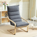 Poltrona a Dondolo Moderna 67x83x105 cm Cuscini Effetto Velluto Struttura in Legno Grigio  