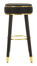 Sgabello Bar London Nero Ø38x74 cm in Pino e MDF e Spugna e Metallo e PU      