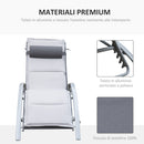 Lettino Chaise Longue da Giardino Poltrona Relax Grigia 170x64x80 cm 