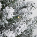 Albero di Natale Innevato 150 cm con 263 Rami e 120 Luci LED Bianco Caldo Verde      