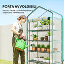 Serra a Casetta a 5 Livelli 90x49x193 cm con Ingresso Avvolgibile in Acciaio e Polietilene Trasparente      