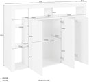 Credenza con 3 Ante e Ripiani in Vetro a Giorno 150x40x100 cm Essential 3A Grigio Antracite Opaco  