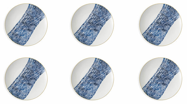 sconto Set 6 Piatti Piani Ø27x3 cm in Porcellana Villa d'Este Home Tivoli Masai Stripe