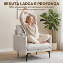 Poltrona da Salotto Imbottita 73x80x80 cm con Cuscino Lombare in Tessuto Effetto Lino Bianco      