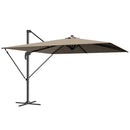 Ombrellone da Giardino 286x286x251 cm Decentrato con Base a Croce e Copertura in Alluminio Cachi      