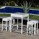 Set da Giardino Completo con 4 Sgabelli e Tavolino in Vetro per Arredo Esterno
