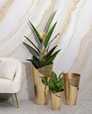 Porta Vasi Flosty Tris 39x42x75 cm - 32x32x55 cm - 25x25x35 cm in Ferro Oro      