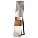 Specchio da Terra e da Parete 37x43x156 cm con Struttura in Legno e Supporto Pieghevole Nero