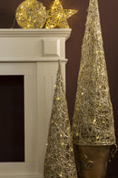 Set 2 Stelle con 10 Led H30 cm in Rattan Champagne