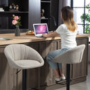 Set 2 Sgabelli da Bar 53,5x46x103 cm con Altezza Regolabile e Seduta Girevole in Tessuto Beige      