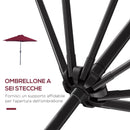 Ombrellone da Giardino Ø2,7 m Palo Ø38 mm in Alluminio Rosso