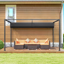 Pergola da Esterno 3x2,1 m con Tettuccio Retrattile in Metallo e Poliestere Nero      