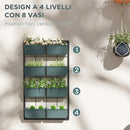 Orto Verticale da Parete a 4 Livelli 52x14x90 cm con 8 Vasi in Acciaio e Plastica Verde Scuro e Nero      