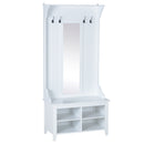 Mobile Ingresso con Appendiabiti Specchio e Scarpiera in Legno Bianco 80x40x170 cm 