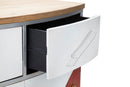 Mobiletto Van 90x42x81 cm Legno di Abete e MDF e in Ferro Rosso e Bianco