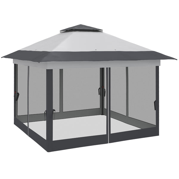 Gazebo Pieghevole con Prese d'Aria e Zanzariere 3,6x3,6m in Acciaio e Tessuto Oxford Grigio sconto