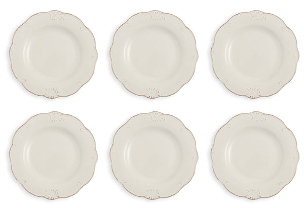 acquista Set 6 Piatti Piani Ø27,7x3 cm in Gres Villa d'Este Home Tivoli Duchessa Bianchi