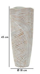 Vaso Resina Woody Ø18x45 cm in Resina Bianco effetto lavato      