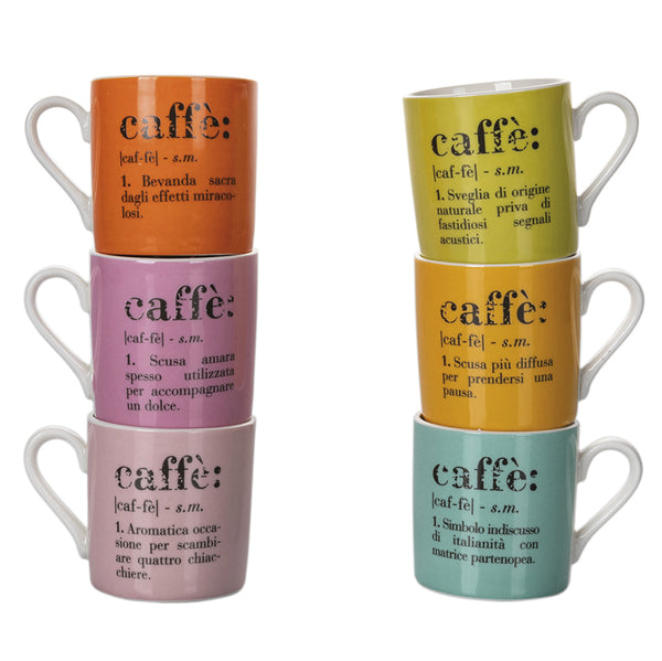 Set 6 tazzine Caffè Ø6x6 cm in New Bone China VdE Tivoli 1996 Colours sconto
