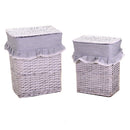 Set 2 Ceste in Vimini 45x34H56cm Pizzo e Volant Bianco
