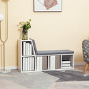 Libreria Moderna 108x30x60 cm a 5 Ripiani Aperti con 2 Cuscini in Legno Grigio      