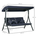 Dondolo da Giardino 3 Posti 198x118x168 cm Sedute Separate con Chaise Longue Blu Scuro   