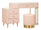 Toeletta Sharon Rosa con Puff 120x40x75 cm in Pino e MDF e Metallo e Plastica