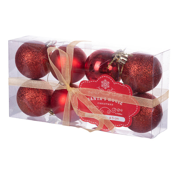 sconto Set 8 Palle di Natale Ø5 cm in Plastica Rosso