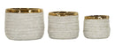 Cachepot Lima Alti Tris Ø23x17,5 cm in Ceramica Grigio e Oro      